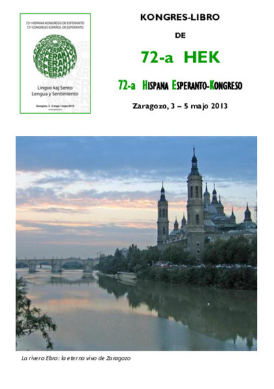 Kongres-libro de 72a HEK / 72a Hispana Esperanto-Kongreso, Zaragozo, 3-5 majo 2013