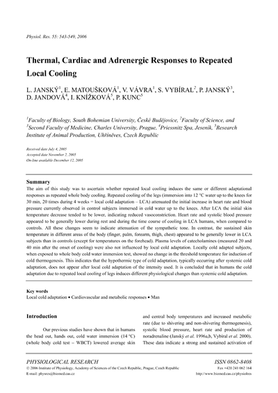 Thermal, cardiac and adrenergic responses to repeated local cooling