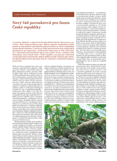 Nový řád pavoukovců pro faunu České republikyNew arachnid order for the fauna of the Czech Republic