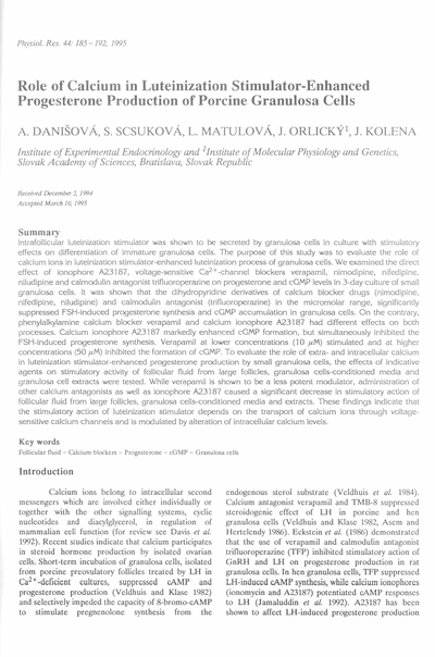 Role of calcium in luteinization stimulator-enhanced progesterone production of porcine cranulosa cells