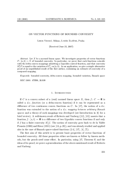 On vector functions of bounded convexity