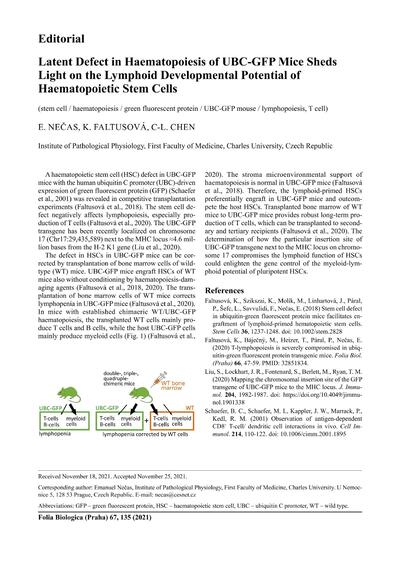 Latent defect in haematopoiesis of UBC-GFP mice sheds light on the lymphoid developmental potential of haematopoietic stem cells