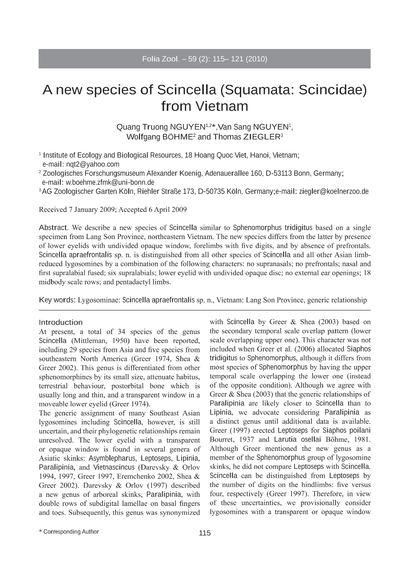 new species of Scincella (Squamata: Scincidae) from Vietnam