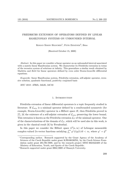 Friedrichs extension of operators defined by linear Hamiltonian systems on unbounded interval