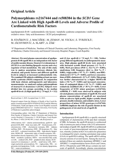 Polymorphisms rs2167444 and rs508384 in the SCD1 gene are linked with high apoB-48 levels and adverse profile of cardiometabolic risk factors