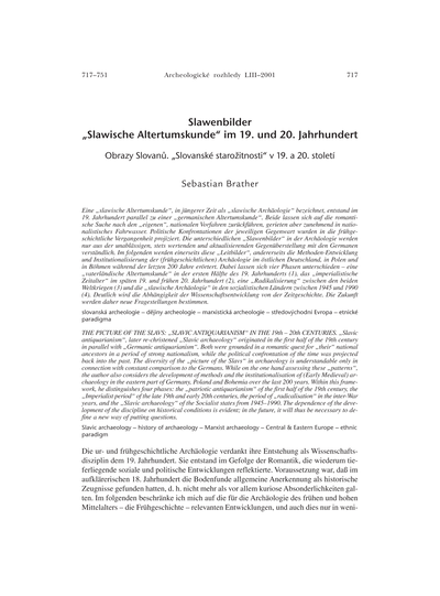 Obrazy Slovanů. "Slovanské starožitnosti" v 19. a 20. stoletíSlawenbilder. "Slawische Altertumskunde" im 19. und 20. Jahrhundert