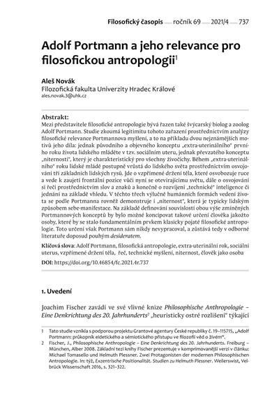 Adolf Portmann a jeho relevance pro filosofickou antropologiiAdolf Portmann und seine Relevanz für die philosophische AnthropologieAdolf Portmann and his relevance for philosophical anthropology