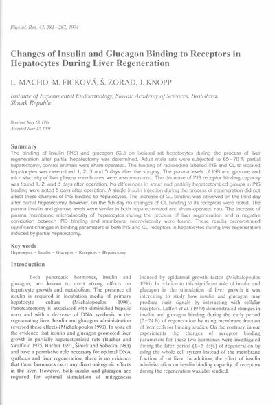 Changes of insulin and glucagon binding to receptors in hepatocytes during liver regeneration