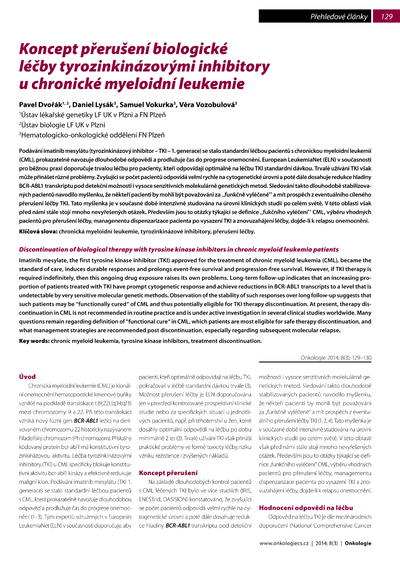 Koncept přerušení biologické léčby tyrozinkinázovými inhibitory u chronické myeloidní leukemieDiscontinuation of biological therapy with tyrosine kinase inhibitors in chronic myeloid leukemia patients