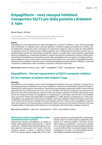 Empagliflozin – nový zástupce inhibitorů transportéru SGLT2 pro léčbu pacientů s diabetem 2. typuEmpagliflozin – the new representative of SGLT2 transporter inhibitors for the treatment of patients with diabetes 2 type
