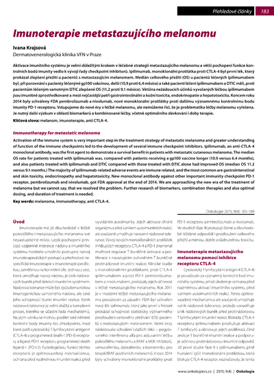 Imunoterapie metastazujícího melanomuImmunotherapy for metastatic melanoma