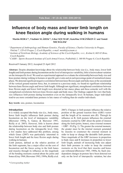 Influence of body mass and lower limb length on knee flexion angle during walking in humans