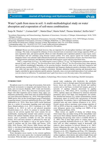 Water’s path from moss to soil: a multi-methodological study on water absorption and evaporation of soil-moss combinations