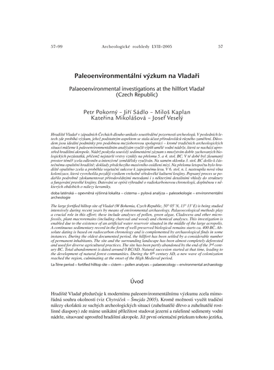 Paleoenvironmentální výzkum na VladařiPalaeoenvironmental investigations at the hillfort Vladař (Czech Republic)