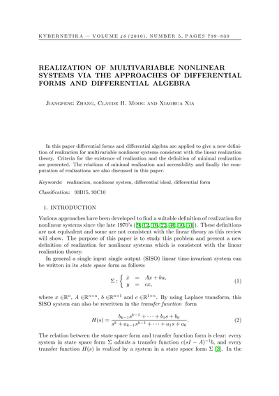 Realization of multivariable nonlinear systems via the approaches of differential forms and differential algebra