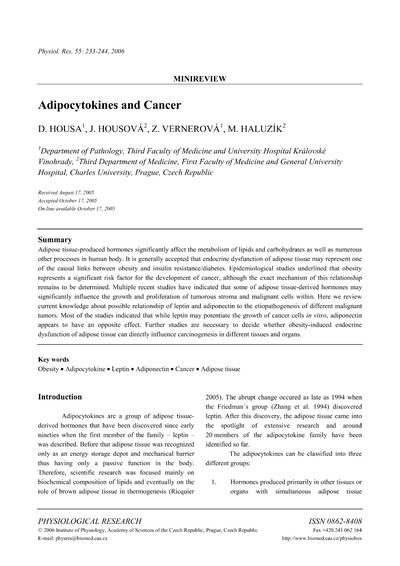Adipocytokines and Cancer
