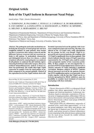 Role of the TAp63 isoform in recurrent nasal polyps