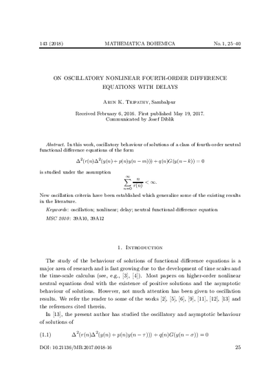On oscillatory nonlinear fourth-order difference equations with delays