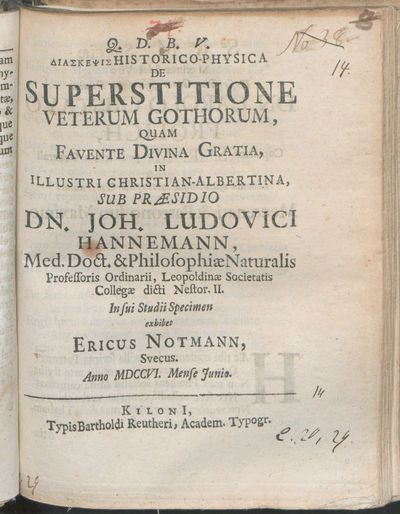 ΔΙΑΣΚΕΨΙΣ Historico-Physica De Superstitione Veterum Gothorum