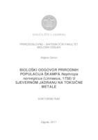 Biološki odgovor prirodnih populacija škampa Nephrops norvegicus (Linnaeus, 1758) u sjevernom Jadranu na toksične metaleBiological response of natural populations of the lobster Nephrops norvegicus (Linnaeus, 1758), in the northern Adriatic sea to toxic metals