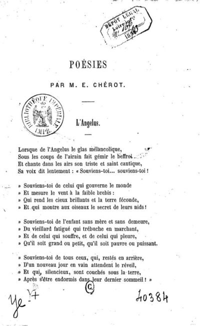 Poésies, par M. E. Chérot