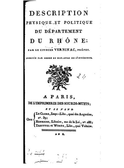 Description physique et politique du département du Rhône ([Reprod.]) / par le citoyen Verninac,...