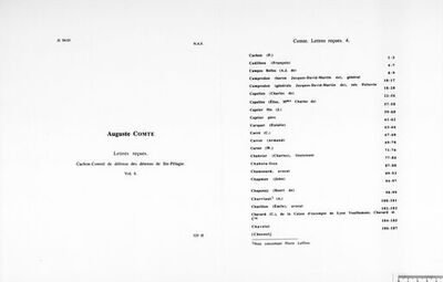 Auguste Comte. Correspondance. Auguste Comte. Lettres reçues. Cachon — Comité.