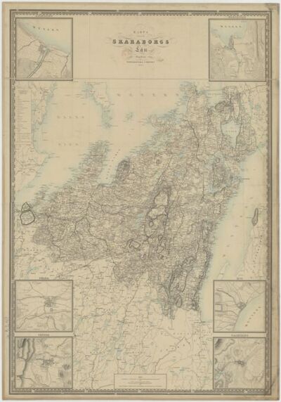 Karta öfver Skaraborgs Län utgifven af Topografiska Corpsen, 1845
