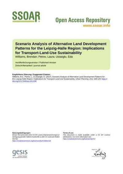 Scenario Analysis of Alternative Land Development Patterns for the Leipzig-Halle Region: Implications for Transport-Land-Use Sustainability