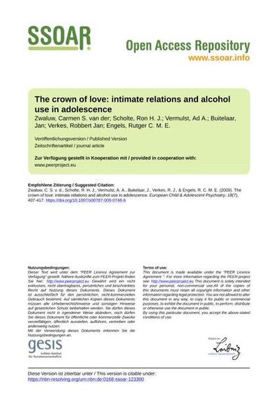 The crown of love: intimate relations and alcohol use in adolescence