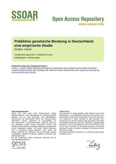Prädiktive genetische Beratung in Deutschland: eine empirische StudiePredictive genetic counseling in Germany: an empirical study