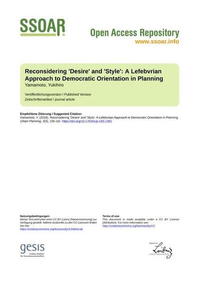 Reconsidering 'Desire' and 'Style': A Lefebvrian Approach to Democratic Orientation in Planning