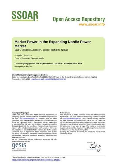 Market Power in the Expanding Nordic Power Market