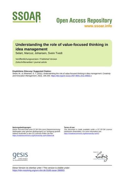 Understanding the role of value-focused thinking in idea management