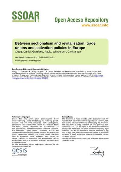 Between sectionalism and revitalisation: trade unions and activation policies in Europe