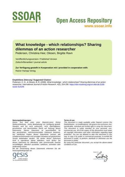 What knowledge - which relationships? Sharing dilemmas of an action researcher