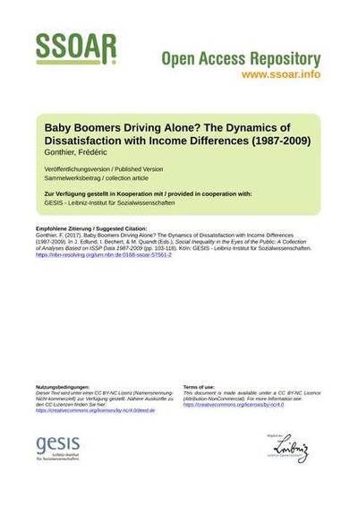 Baby Boomers Driving Alone? The Dynamics of Dissatisfaction with Income Differences (1987-2009)