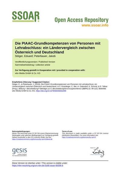 Die PIAAC-Grundkompetenzen von Personen mit Lehrabschluss: ein Ländervergleich zwischen Österreich und Deutschland