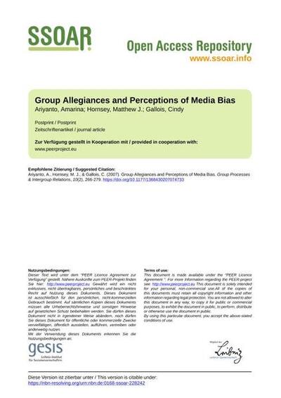 Group Allegiances and Perceptions of Media Bias