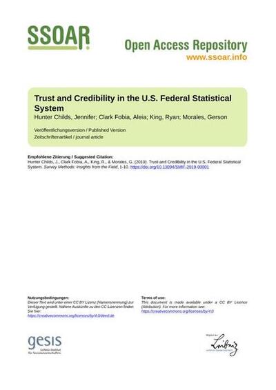 Trust and Credibility in the U.S. Federal Statistical System
