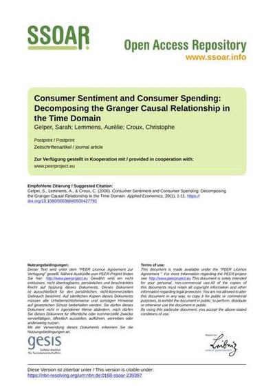 Consumer Sentiment and Consumer Spending: Decomposing the Granger Causal Relationship in the Time Domain
