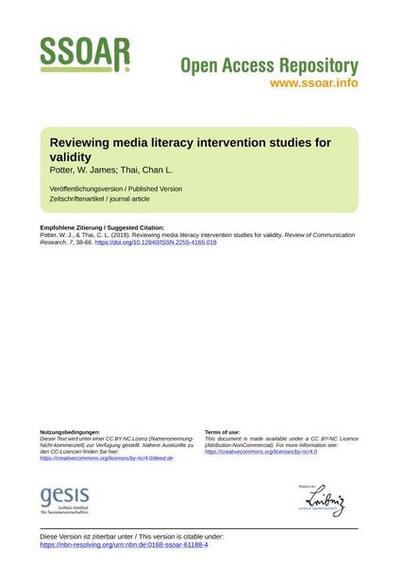 Reviewing media literacy intervention studies for validity