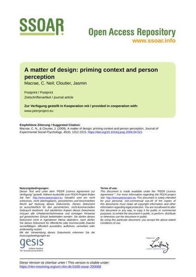 A matter of design: priming context and person perception