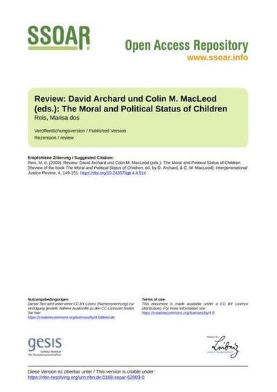 Review: David Archard und Colin M. MacLeod (eds.): The Moral and Political Status of Children