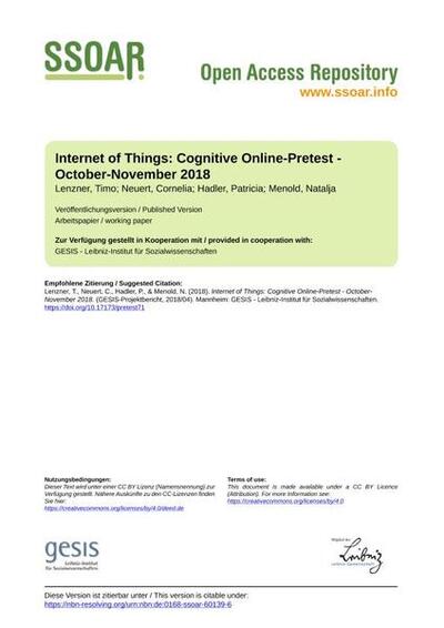 Internet of Things: Cognitive Online-Pretest - October-November 2018