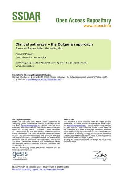Clinical pathways – the Bulgarian approach