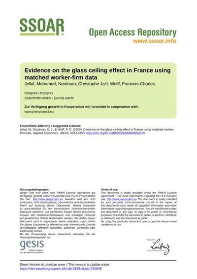 Evidence on the glass ceiling effect in France using matched worker-firm data