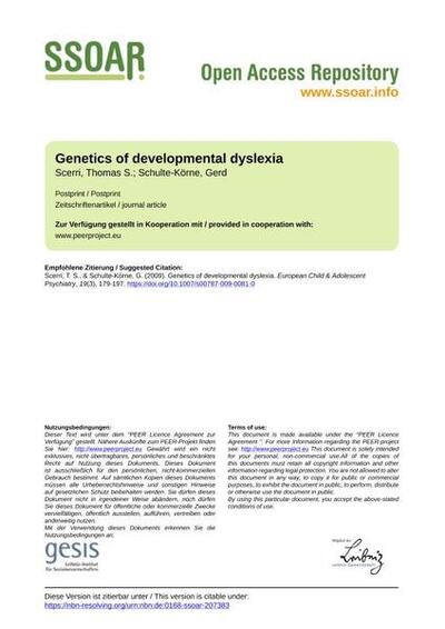 Genetics of developmental dyslexia