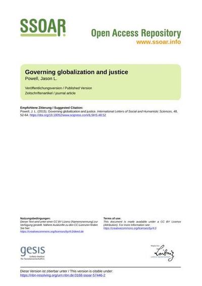 Governing globalization and justice