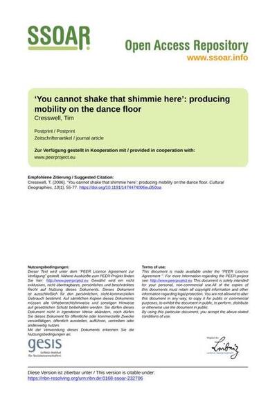 ‘You cannot shake that shimmie here’: producing mobility on the dance floor
